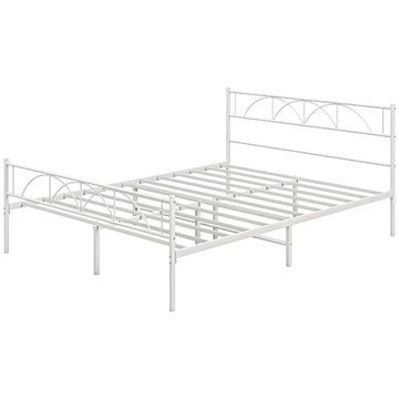 Metal Full Platform Bed Frame with Headboard, Steel Slat Support, Underbed Storage, No Box Spring Needed, Easy Assembly