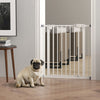 30 Inch Tall Pet Gate with Door Dog Gate and Barrier Indoor for Stairs, Pressure-Mounted Safety Gate, White