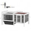 Rabbit Hutch, Wooden Guinea Pig Cage with Run, Openable Top, Pull Out Tray and Ramp, Water-Resistant Roof, Grey