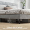 Queen Size Bed Frame with Upholstered Headboard, Modern Platform Bed Frame with Wood Slats, 1100 lbs Capacity, Grey