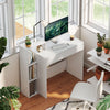 Desk with Storage, Computer Desk with 3 Open Shelves and Drawer White