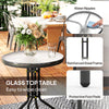 3 Pieces Bistro Set, Small Patio Furniture Set with Stackable Mesh Chairs, Glass Table for Garden, Balcony, Black