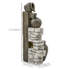 Wine Jars Outdoor Waterfall Fountain with Adjustable Flow, 4-Tier Rustic Resin Cascading Water Fountain, Decorative Backyard Water Feature for Zen Garden, Deck, Porch