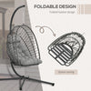 Hanging Egg Chair with Stand, Foldable Wicker Rattan Swing Chair with Thick Cushion, Light Grey