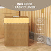 Double Laundry Basket with Lid, 100L Bamboo Laundry Hamper with Rope Handles and Removable Bags, Brown