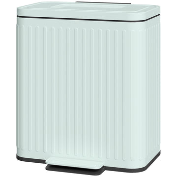 Trash Can, 2 x 5.3 Gallon (2 x 20 L) Garbage Can with Soft-Close Lid, Removable Inner Buckets for Kitchen Home Office
