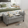 50 Inches Storage Ottoman, Upholstered Bedroom Bench with Rolled Arms and Button Tufted Storage