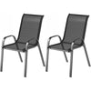 Set of 2 Outdoor Dining Chairs, Stackable Lawn Chairs with High Back, Breathable Mesh Seat for Garden Porch, Black