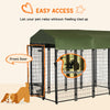 Outdoor Dog Kennel, Lockable Pet Playpen Crate, Welded Wire Steel Fence, Rotating Bowl Holders