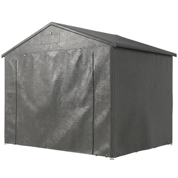 8' x 6' Portable Shed, Waterproof Bike Tent with Roll-up Zipper Door, Vent and Galvanised Metal Frame, Dark Grey