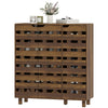 Shoe Cabinet, 20 Pair Shoe Storage Cabinet with Hollowed-Out Doors, Distressed Brown