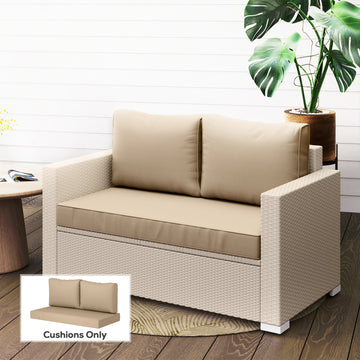 Outdoor Seat Cushions with Backrest, Loveseat Double Sofa Outdoor Furniture Cushions, Beige