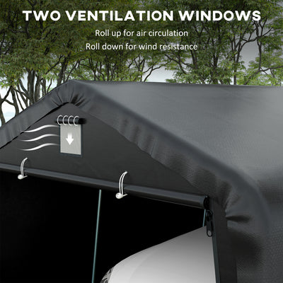 12' x 20' Portable Garage, Heavy Duty Carport Canopy with Ventilation Windows and Large Roll-up Door