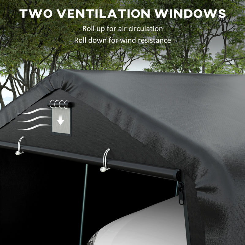 12' x 20' Portable Garage, Heavy Duty Carport Canopy with Ventilation Windows and Large Roll-up Door