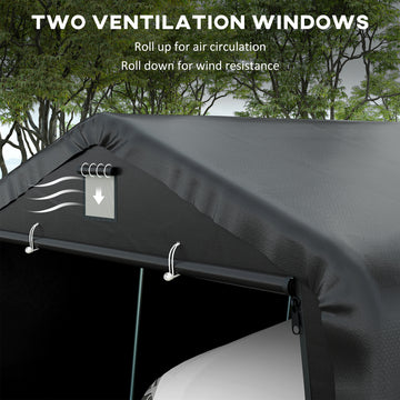 12' x 20' Portable Garage, Heavy Duty Carport Canopy with Ventilation Windows and Large Roll-up Door