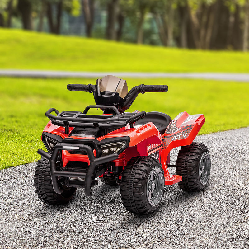 6V Kids ATV Quad, 4 Wheeler Battery Powered Electric Ride on Car with Music, Forward, for Boys and Girls Ages 18-36 Months, Red