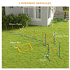 Dog Agility Training Equipment w/ Weave Poles, Adjustable Hurdle, Jump Ring, Pause Box, Whistle, Balls, Carry Bag