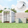 Greenhouse with Raised Garden Bed, Galvanized Metal Planter Box with PE Cover, Roll Up Door, 56