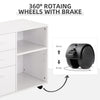 Modern Lateral Filing Cabinet, 3 Drawer File Cabinet for Letter and A4 Size Documents, Mobile, Printer Stand with Open Shelves, Rolling Wheels, White