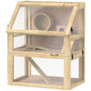 Wooden Hamster Cage, 3 Tier Gerbil Cage with Deep Bottom, Hut, Seesaw, Exercise Wheel, Ramps, 24