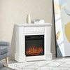 Electric Fireplace with Mantel, Freestanding Heater Corner Firebox with Log Hearth and Remote Control, White