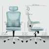 High Back Office Chair, Mesh Computer Chair with Rotatable Headrest, Lumbar Back Support, Adjustable Height, Light Blue