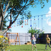 Qaba 32.8' Ninja Warrior Obstacle Course for Kids 3-6 Years, with Swing, Monkey Bars, Climbing Ladder, Gym Rings, Blue