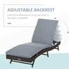 Wicker Patio Lounger, Outdoor S Shape Recliners Lounge Chair w/ 5-Level Adjustable Backrest, Soft Padded Cushion for Outdoor Use, Grey