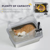 Cat Litter Box Stainless Steel with Metal Litter Scoop, Never Absorbs Odors, Anti Leakage, 17