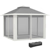 11' x 11' Pop Up Gazebo, Double Roof Foldable Height Adjustable Canopy Tent with Mesh Sidewalls, Carrying Bag, Dark Grey