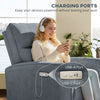 Power Recliner Chair, Dyed Fabric (Like Leathaire) Upholstered Recliner Chair with USB Ports, Footrest