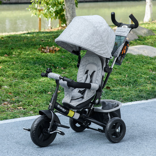 6 in 1 Tricycle for Toddler 1-5 Years with Parent-Push Handle, Grey