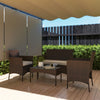 4 Pieces Wicker Outdoor Balcony Furniture Set Rattan Patio Furniture Set with Loveseat Chairs Glass Coffee Table