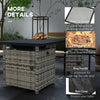 Outdoor PE Rattan Propane Fire Pit Table, 50,000 BTU Pulse-Ignition Wicker Fire Table, Mixed