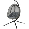 Hanging Egg Chair, Outdoor Indoor Swing Chair with Stand, Folding Basket and Thickened Cushion, Grey