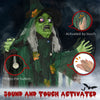 72 Inch/6ft Life Size Outdoor Halloween Decoration Witch, Animated Prop Decor with Sound and Motion Activated, Light Up Eyes, Creepy Sound