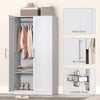 Wardrobe Cabinet with 2 Doors and Hanging Rod, Modern Armoire Wardrobe Closet for Bedroom