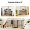 Foldable Dog Gate with Door, 3 Panel Metal Pet Gate for Stairs, Doorways and Fireplace, Auto-Close Safety Gate, Black