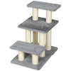 Cat Stairs with 2 Sisal Scratching Post for High Bed Couch, Adjustable 3-Tier Pet Stairs, White &