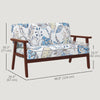 Compact Loveseat Sofa Couch Linen Fabric Double Seat Sofa with Rubber Wood Legs