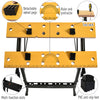 Foldable Work Bench w/ 4 Adjustable Clamps, Carpenter Saw Table, MDF Surface, Steel Frame, Portable Work Bench 100kg/220lbs Capacity
