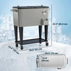 80 Quart Rolling Patio Cooler Cart with Storage Shelf, Patio Cooler with Locking Wheels, Bottle Opener & Cap Catcher