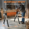 Saw Horses 2 Pack, Folding Heavy Duty Sawhorses with Adjustable Height and 2x6 Bracket, Carry Handle, Orange