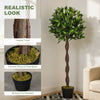 Ensemble de 2 arbres de laurier artificiels de 4 pi, plante factice réaliste avec 564 feuilles, plante en pot pour la décoration de maison ou bureau, vert