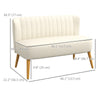 Modern 2 Seat Sofa for Bedroom, Upholstered Two Seater Couch with Rubber Wood Legs