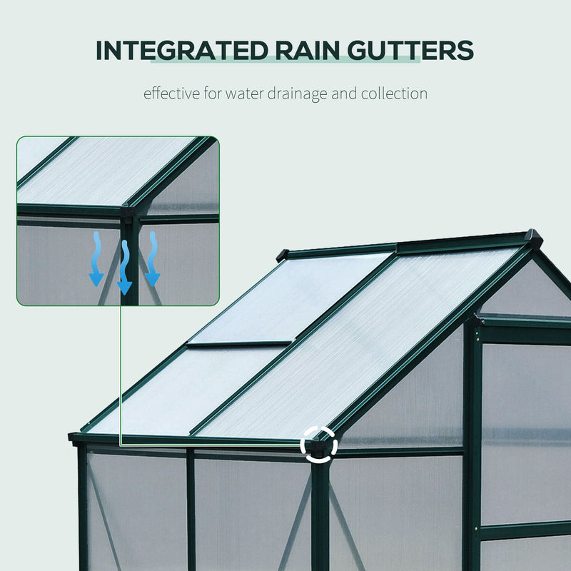 Greenhouse Garden, Green House, Outdoor Greenhouse Kit, PC Board with Sliding Door, 6.2' x 4.3' x 6.6'