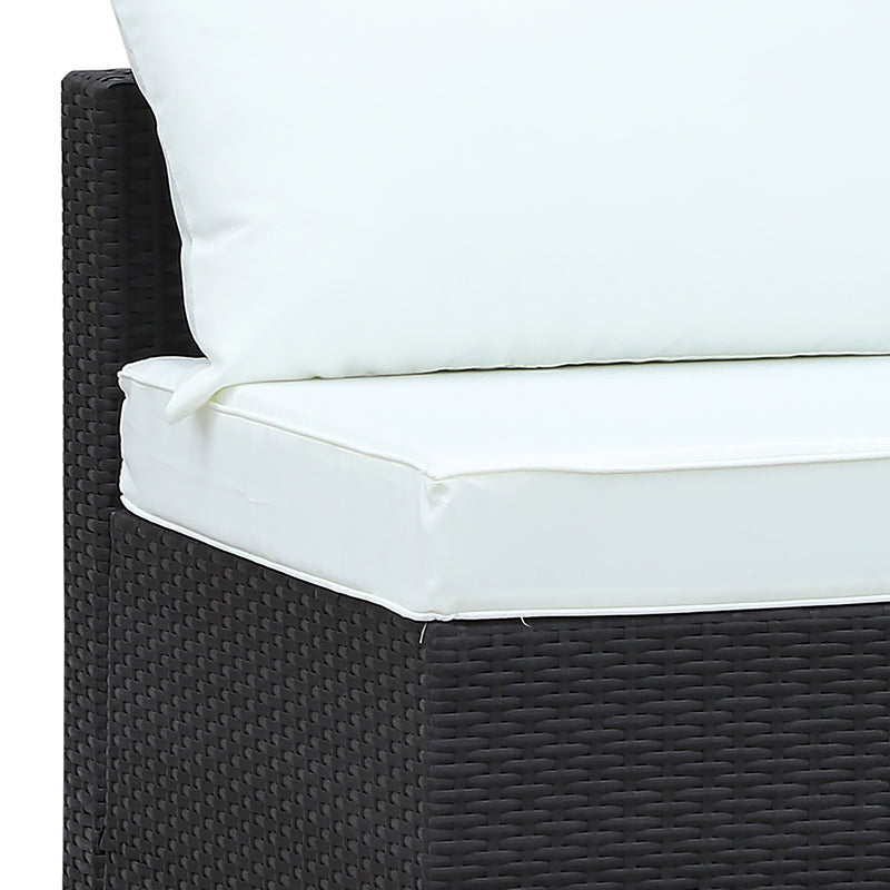6 Piece Outdoor Wicker Furniture Set, Patio Cushioned Rattan Sofa Chair and Table, Cream White