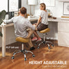 Adjustable PU Leather Saddle Chair with 360° Swivel, Healthy Posture, Saddle Chair for Massage Home Office, Light Brown