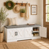 Shoe Bench with Cushion Shoe Storage Bench with Doors Adjustable Shelves for Entryway, White