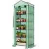 Mini Greenhouse with Screen Roof, Portable Small Greenhouse with Roll-Up Zipper Door, 27.6